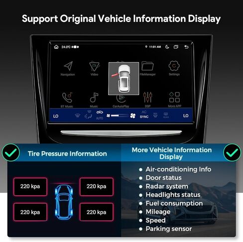 XTRONS 8 Inch Android 14 Car Stereo for Cadillac ATS SRX XTS CTS with Motorized Faceplate Storage Compartment, IPS Touch Screen Global 4G GPS Navigation Support Wireless Car Play Android Auto (4+64GB) in Saudi Arabia