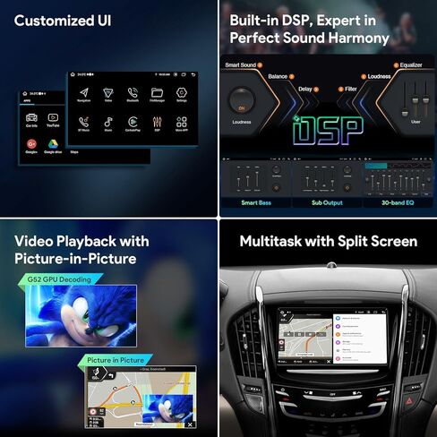 XTRONS 8 Inch Android 14 Car Stereo for Cadillac ATS SRX XTS CTS with Motorized Faceplate Storage Compartment, IPS Touch Screen Global 4G GPS Navigation Support Wireless Car Play Android Auto (4+64GB) in Saudi Arabia
