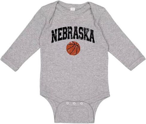 TATY Kids Basketball Nebraska Long Sleeve Baby Infant Bodysuit in Saudi Arabia