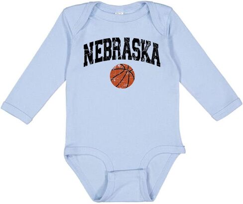 TATY Kids Basketball Nebraska Long Sleeve Baby Infant Bodysuit in Saudi Arabia