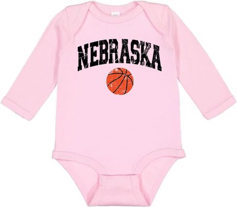 TATY Kids Basketball Nebraska Long Sleeve Baby Infant Bodysuit in Saudi Arabia