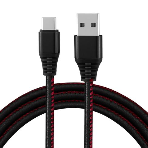 كابل شحن سريع للهاتف من الجلد USB-A إلى USB-C شاحن هاتف USB أنيق لسلك مزامنة البيانات بطول 3.3 قدم للهواتف الذكية (بني) in Saudi Arabia
