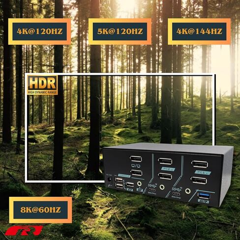 Rextron 8K DisplayPort 1.4 KVM Switch for 2 Computers 2 Monitors, USB 3.2 Gen 2 (10 Gbps), HDCP 2.2 Compliant, EDID Emulator, HDR, Deep Color, Plug & Play, Ideal for Office and Gaming, PAAG-ET3122B in Saudi Arabia