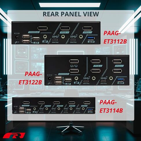 Rextron 8K DisplayPort 1.4 KVM Switch for 2 Computers 2 Monitors, USB 3.2 Gen 2 (10 Gbps), HDCP 2.2 Compliant, EDID Emulator, HDR, Deep Color, Plug & Play, Ideal for Office and Gaming, PAAG-ET3122B in Saudi Arabia