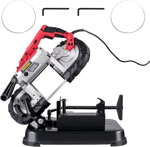 VEVOR Portable Band Saw, 5Inch Cutting Capacity Cordless BandSaw, Variable Speed Hand held Band Saw,10Amp Motor Portable Bandsaw, Deep Cut Bandsaw for Metal Wood Tubing Pipes Rebar and Plastic in Saudi Arabia