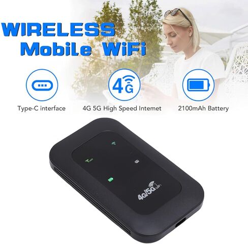 EBTOOLS 4G LTE Portable WiFi Hotspot, SIM Card Slot, Required No Contract, Up to 300Mbps High Speed, Connect 10 Devices, 2100mAh Battery, for Travel Camping and Home Use in Saudi Arabia