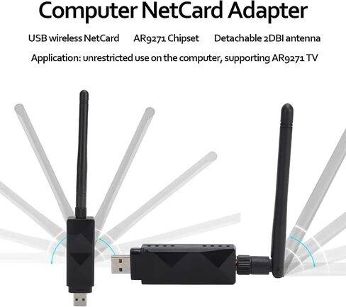 Yosoo Health Gear Wireless Netcard Ar9271 USB WiFi Adapter for Pc, Ar9271, Atheros Ar9271 for Pc, for Desktop Computer Network Adapters with 2.4Ghz, 5Ghz High Gain Dual Band 5Dbi in Saudi Arabia