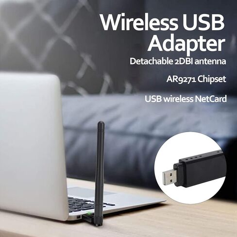 Yosoo Health Gear Wireless Netcard Ar9271 USB WiFi Adapter for Pc, Ar9271, Atheros Ar9271 for Pc, for Desktop Computer Network Adapters with 2.4Ghz, 5Ghz High Gain Dual Band 5Dbi in Saudi Arabia