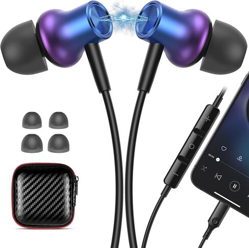 ACANDYA Wired Headphones for Apple iPhone 14 13 Pro MFi-Certified Cord Earbuds for iPhone 12 Pro Max 11 XS Max XR XS SE 8 Plus Earphones Built-in Microphone Volume Control Magnetic Headsets Purple in Saudi Arabia