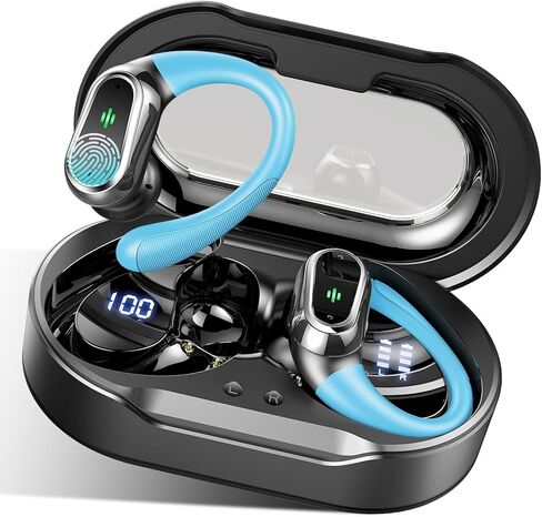 Wireless Earbuds, 2026 Bluetooth 5.4 Headphones Sport, Bluetooth Earbuds with ENC Noise Canceling Mic, 65H Stereo Wireless Headphones IP7 Waterproof with Earhooks, Dual LED Display for Workout/Running in Kuwait