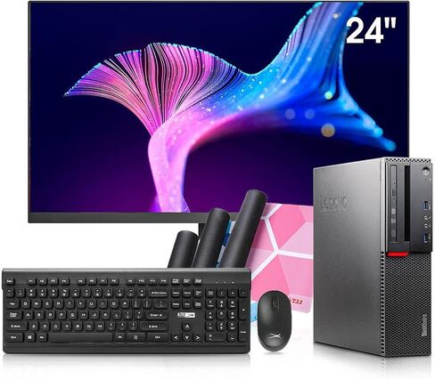 Lenovo Desktop Computer PC Monitor Bundle, Intel Core i5 6500 3.2GHz, 16GB DDR4 RAM, 256GB SSD + 2TB HDD, Built-in WiFi BT,DVD-RW,Wireless Keyboard Mouse,Windows 10 Pro (Renewed) in Kuwait