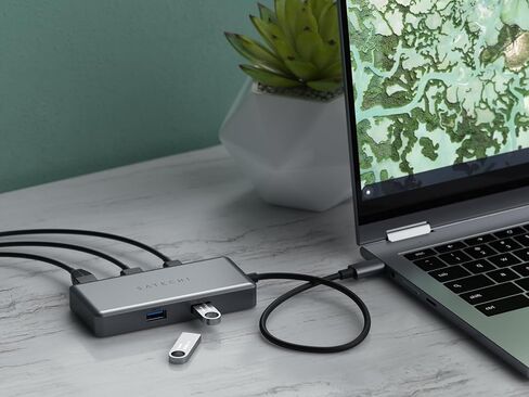 محول Satechi 5 في 1 USB-C متعدد المنافذ لجهاز Chromebook مع Gigabit Ethernet و4K HDMI (60 هرتز)، وشحن USB-C PD (96W) و2 USB-A 3.0 - رمادي فلكي in Kuwait