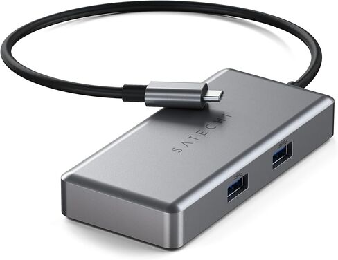 محول Satechi 5 في 1 USB-C متعدد المنافذ لجهاز Chromebook مع Gigabit Ethernet و4K HDMI (60 هرتز)، وشحن USB-C PD (96W) و2 USB-A 3.0 - رمادي فلكي in Kuwait