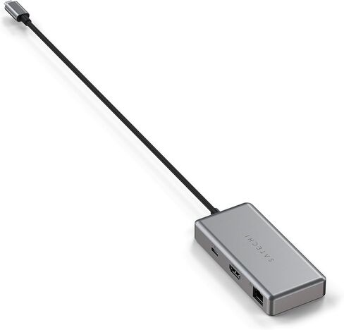 محول Satechi 5 في 1 USB-C متعدد المنافذ لجهاز Chromebook مع Gigabit Ethernet و4K HDMI (60 هرتز)، وشحن USB-C PD (96W) و2 USB-A 3.0 - رمادي فلكي in Kuwait
