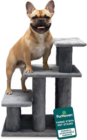 Furhaven Steady Paws Multi-Step Pet Stairs for High Beds & Sofas - Brown, 3-Step in Saudi Arabia