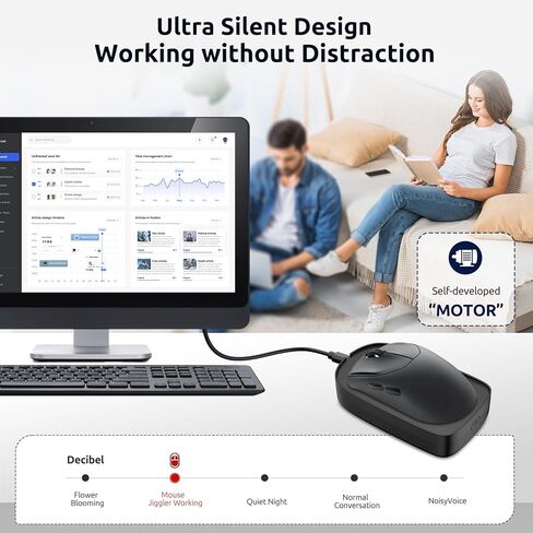 Mouse Jiggler، نحيف للغاية، 20 ديسيبل هادئ وبدون ضوضاء، محرك ماوس غير قابل للاكتشاف يحاكي الحركة الواقعية، هزاز بدون سائق للحفاظ على جهاز الكمبيوتر نشطًا وآمنًا in Kuwait