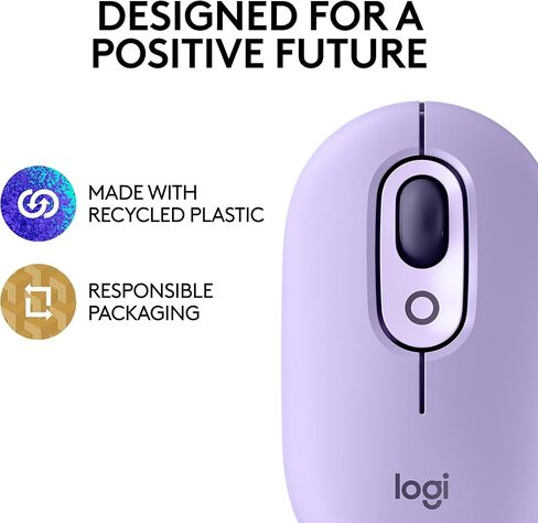ماوس Logitech POP، ماوس لاسلكي مع رموز تعبيرية قابلة للتخصيص، تقنية SilentTouch، تمرير دقيق/سريع، تصميم مضغوط، بلوتوث، أجهزة متعددة، متوافق مع نظام التشغيل - Cosmos (متجدد) in Kuwait
