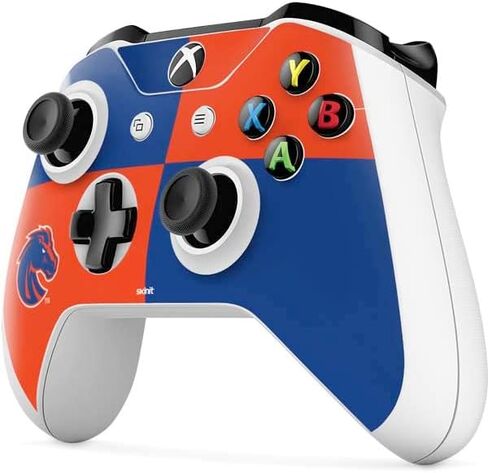 ملصق Skinit المخصص للألعاب متوافق مع وحدة تحكم Xbox One S - تصميم مربعات مرخص رسميًا من College Boise State Broncos in Kuwait