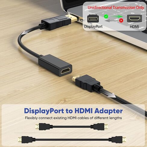 4K Display Port to HDMI Adapter 5-Pack, Uni-Directional DisplayPort (DP) to HDMI Adapter Male to Female Converter Compatible with Laptop/Computer/AMD/NVIDIA, Monitor/HDTV/Projector in Saudi Arabia
