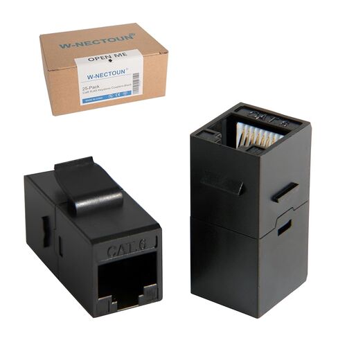 CAT6 RJ45 قارنات التوصيل كيستون 25 حزمة، القط 6 مقابس حجر الزاوية، مقابس إيثرنت كيستون أنثى إلى أنثى، قارنات UTP RJ45 أو لوحة التصحيح، لوحة الحائط، أسود in Kuwait