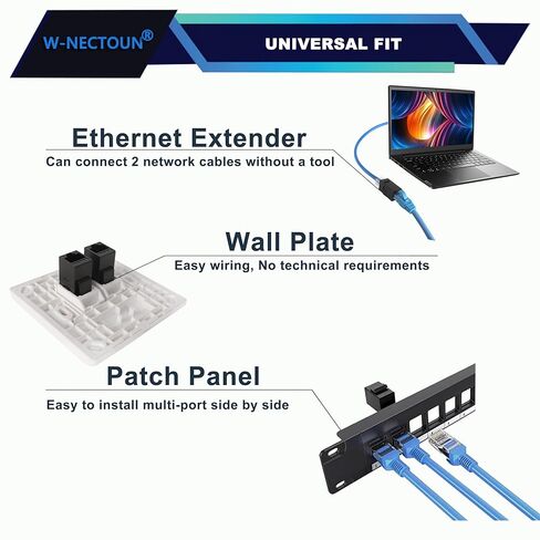 CAT6 RJ45 قارنات التوصيل كيستون 25 حزمة، القط 6 مقابس حجر الزاوية، مقابس إيثرنت كيستون أنثى إلى أنثى، قارنات UTP RJ45 أو لوحة التصحيح، لوحة الحائط، أسود in Kuwait