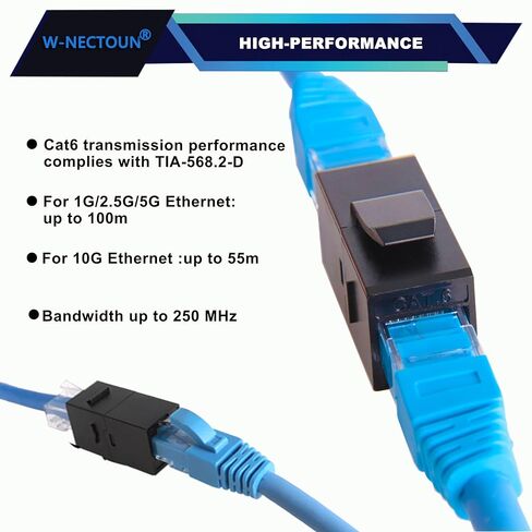 CAT6 RJ45 قارنات التوصيل كيستون 25 حزمة، القط 6 مقابس حجر الزاوية، مقابس إيثرنت كيستون أنثى إلى أنثى، قارنات UTP RJ45 أو لوحة التصحيح، لوحة الحائط، أسود in Kuwait