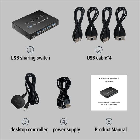 USB KVM Switch Adapter USB 3.0 Switcher 4 Input 4 Output Share Controller Hub for Laptop Computer Printer Keyboard Mouse Display(USB3.0) in Saudi Arabia
