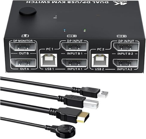 8K 4K Dual Monitor KVM Switch,Displayport 1.4 2 Monitors Computers Supper 8K@30Hz 4K@144Hz Share USB .0 Devices in Saudi Arabia