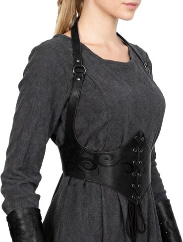 L'Vow Renaissance Leather Corset Belt Viking Leather Cinch Belt Women Halloween Medieval Assactory in Saudi Arabia