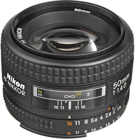 Nikon AF NIKKOR 50mm f/1.4D Lens (1902) + 64GB Memory Card + Filter Kit + Backpack + Card Reader + Corel Photo Software + Flex Tripod + Memory Wallet + Cap Keeper + Cleaning Kit in Saudi Arabia