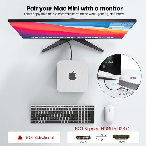 Short USB C to HDMI Cable 4K 1.5FT, Slim USBC to HDMI Cable Male to Male Compatible with Thunderbolt 3/4/5 for PC, Monitor, TV, Projector, Galaxy S9-25, iPhone 15/16, MacBook, iPad Pro, Pixel,Dell XPS in Kuwait