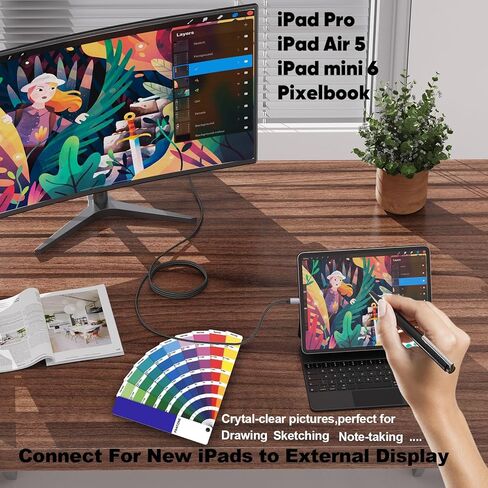 Short USB C to HDMI Cable 4K 1.5FT, Slim USBC to HDMI Cable Male to Male Compatible with Thunderbolt 3/4/5 for PC, Monitor, TV, Projector, Galaxy S9-25, iPhone 15/16, MacBook, iPad Pro, Pixel,Dell XPS in Kuwait