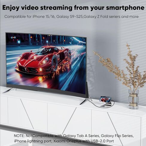 Short USB C to HDMI Cable 4K 1.5FT, Slim USBC to HDMI Cable Male to Male Compatible with Thunderbolt 3/4/5 for PC, Monitor, TV, Projector, Galaxy S9-25, iPhone 15/16, MacBook, iPad Pro, Pixel,Dell XPS in Kuwait