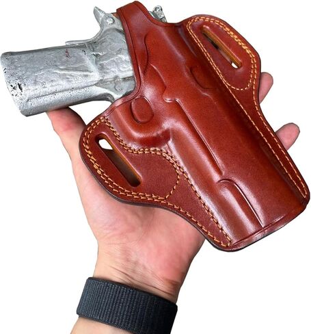 EDS Leather Gun Holster for Browning Hi Power & Similar Guns Cocked Ready Owb Thumbreak Brown Right Hand in Saudi Arabia