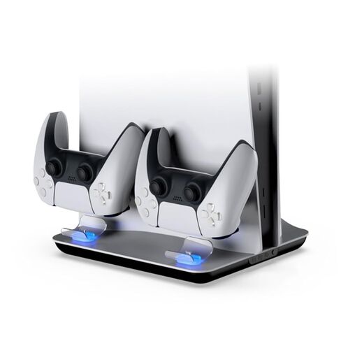 حامل تبريد متعدد الأغراض من HOMSFOU لشاحن وحدة التحكم، محور USB، مؤشر LED، دوران هواء فعال، قاعدة شحن مزدوجة لوحدات التحكم بالألعاب، أبيض in Kuwait