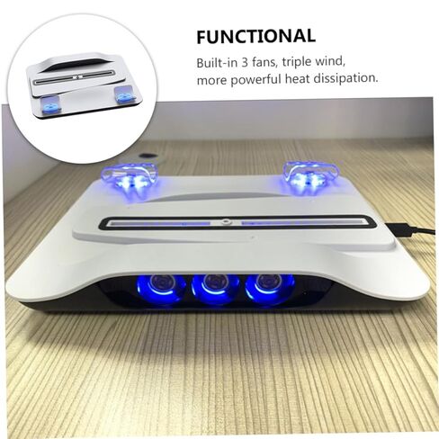 HOMSFOU Multipurpose Cooling Stand for Controller Charger Usb Hub Led Indicator Light Efficient Air Circulation Dual Charging Dock for Game Consoles White in Saudi Arabia
