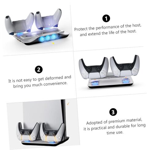HOMSFOU Multipurpose Cooling Stand for Controller Charger Usb Hub Led Indicator Light Efficient Air Circulation Dual Charging Dock for Game Consoles White in Saudi Arabia