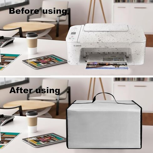 Printer Dust Cover Heavy Duty Antistatic Waterproof 600D Nylon Convenient Protector Case for PIXMA TS6420a/TS3720 All-in-One Wireless Inkjet Printer [Print, Copy, Scan] (Silver) in Saudi Arabia