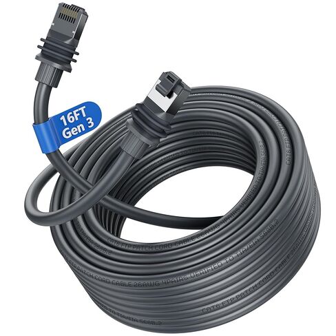 كابل Starlink Gen 3 بطول 10 أقدام/3 أمتار، كابل إيثرنت بديل مقاوم للماء 26AWG لأنظمة الأقمار الصناعية المستطيلة القياسية V3 من Starlink، اتصال عالي السرعة، خارجي/داخلي، رمادي in Kuwait