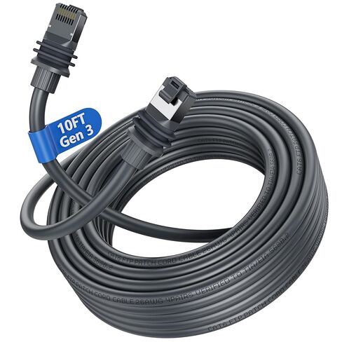 كابل Starlink Gen 3 بطول 10 أقدام/3 أمتار، كابل إيثرنت بديل مقاوم للماء 26AWG لأنظمة الأقمار الصناعية المستطيلة القياسية V3 من Starlink، اتصال عالي السرعة، خارجي/داخلي، رمادي in Kuwait