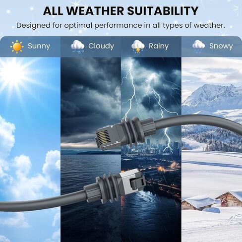 كابل Starlink Gen 3 بطول 10 أقدام/3 أمتار، كابل إيثرنت بديل مقاوم للماء 26AWG لأنظمة الأقمار الصناعية المستطيلة القياسية V3 من Starlink، اتصال عالي السرعة، خارجي/داخلي، رمادي in Kuwait