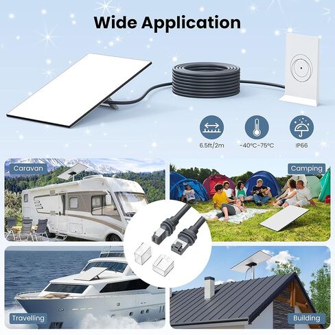 كابل Starlink Gen 3 بطول 10 أقدام/3 أمتار، كابل إيثرنت بديل مقاوم للماء 26AWG لأنظمة الأقمار الصناعية المستطيلة القياسية V3 من Starlink، اتصال عالي السرعة، خارجي/داخلي، رمادي in Kuwait