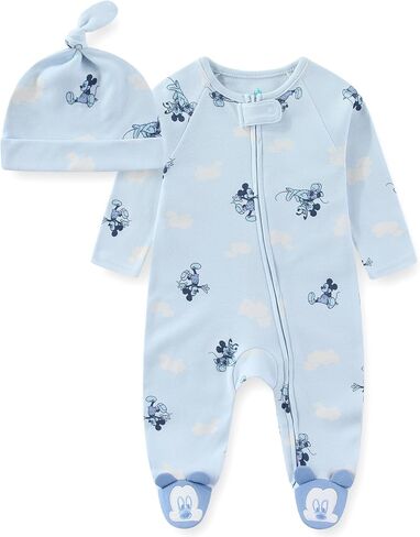 Disney Mickey Mouse Baby Boys Long Sleeve Footies Coverall Romper With Cap for Newborn and Infant in Saudi Arabia