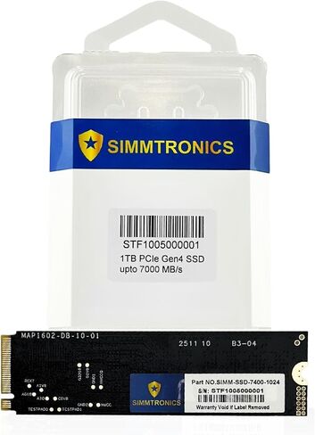 Simmtronics 1TB PCIe 4.0 NVMe M.2 SSD | Up to 7400MB/s Read, 6000MB/s Write | DRAM Cache & 3D TLC NAND | High-Endurance 800 TBW | Desktop, Laptop & Console Compatible | 5-Year Warranty in Saudi Arabia