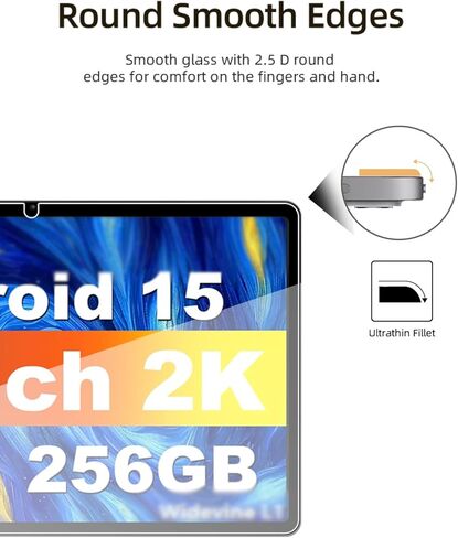 واقي شاشة لجهاز JJGJ TAB9 اللوحي مقاس 12 بوصة Android 15، طبقة من الزجاج المقوى المقاوم للخدش عالي الدقة لحماية السقوط JJGJ TAB9، حساس للمس، مضاد لبصمات الأصابع، عبوة من قطعتين. in Kuwait
