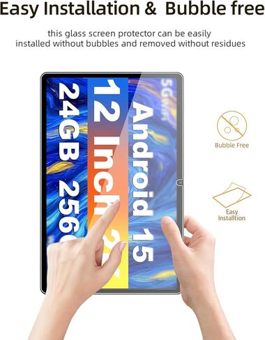 واقي شاشة لجهاز JJGJ TAB9 اللوحي مقاس 12 بوصة Android 15، طبقة من الزجاج المقوى المقاوم للخدش عالي الدقة لحماية السقوط JJGJ TAB9، حساس للمس، مضاد لبصمات الأصابع، عبوة من قطعتين. in Kuwait