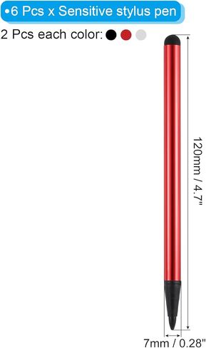 6pcs 2 in 1 Phone Touch Screen Pen Resistive Stylus Pen Aluminum Alloy with Resistance Capacitive Tips Universal in Saudi Arabia