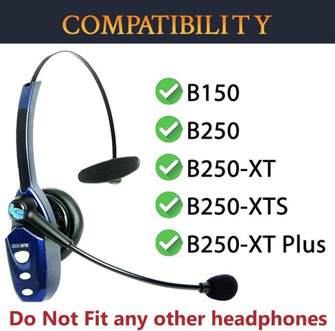 طقم استبدال 3 في 1 من SOULWIT لسماعات BlueParrott B150/B250/B250XT/B250-XT Plus/B250-XTS، وسائد وسادة الأذن + غطاء إسفنجي + رغوة مرشح بوب للميكروفون - أسود in Saudi Arabia