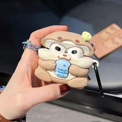 Case Compatible with AirPods Pro 3 2025, Cute Kawaii Otter Design Case Cover, Portable Soft Silicone Wireless Charging Earphone Shockproof Protector with Hook in Saudi Arabia