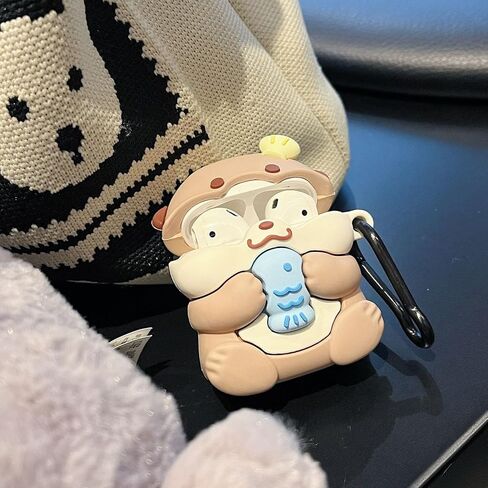 Case Compatible with AirPods Pro 3 2025, Cute Kawaii Otter Design Case Cover, Portable Soft Silicone Wireless Charging Earphone Shockproof Protector with Hook in Saudi Arabia